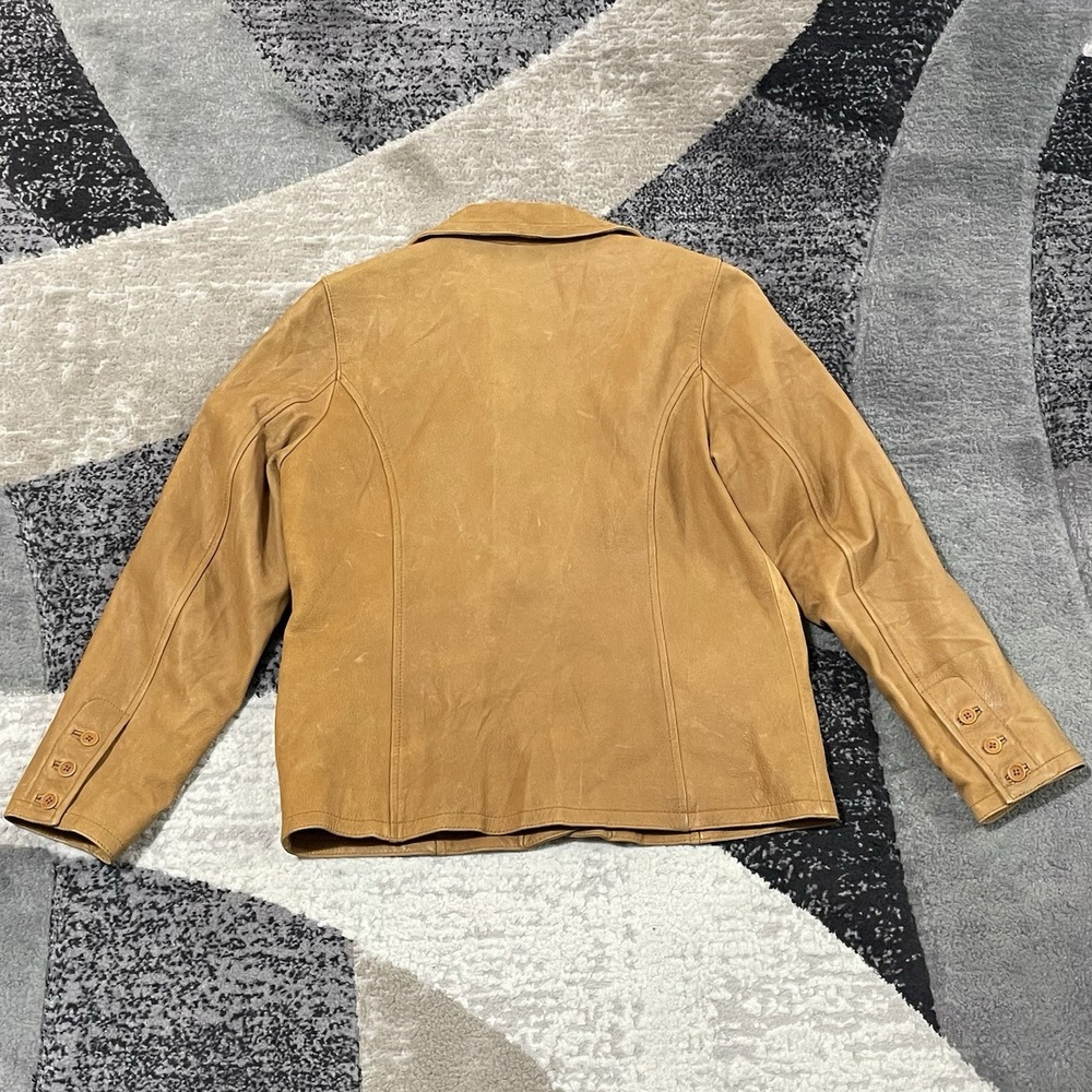 The Territory Ahead LEATHER Jacket Women Small Brown Button Up Coat Western BOHO - Picture 5 of 15